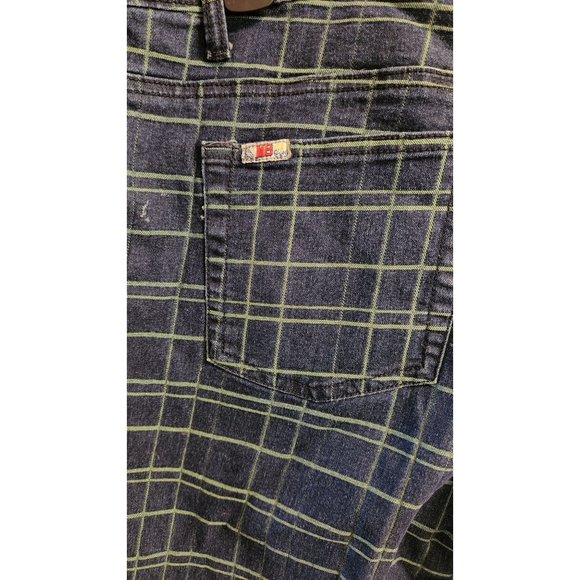 Woman's MOTO BLUES Jean Capris Lime Green Check Sz 16 Stretch 5 Pocket - Picture 6 of 8